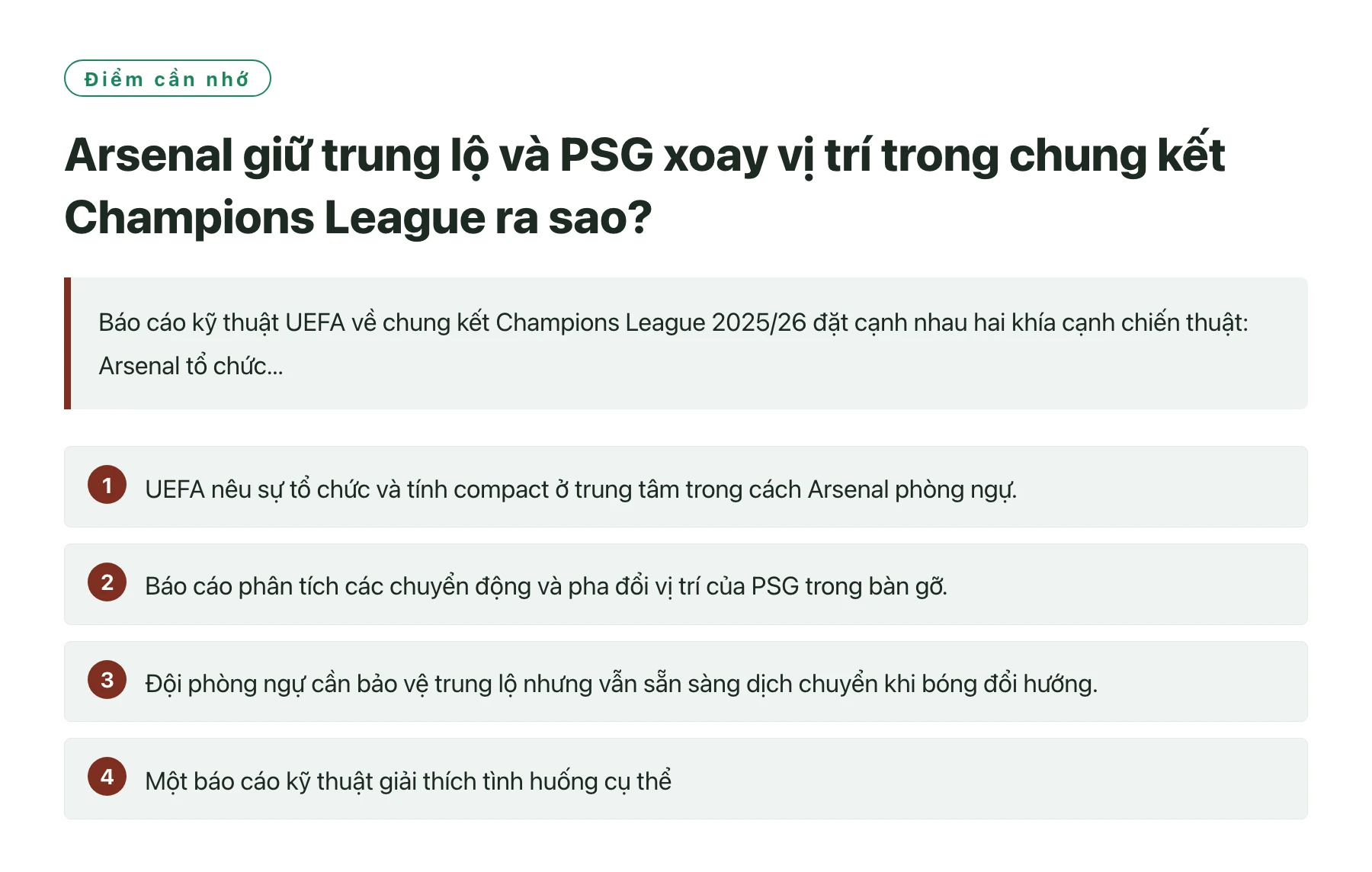 Arsenal giữ trung lộ và PSG xoay vị trí trong chung kết Champions League ra sao?——全文要点速览